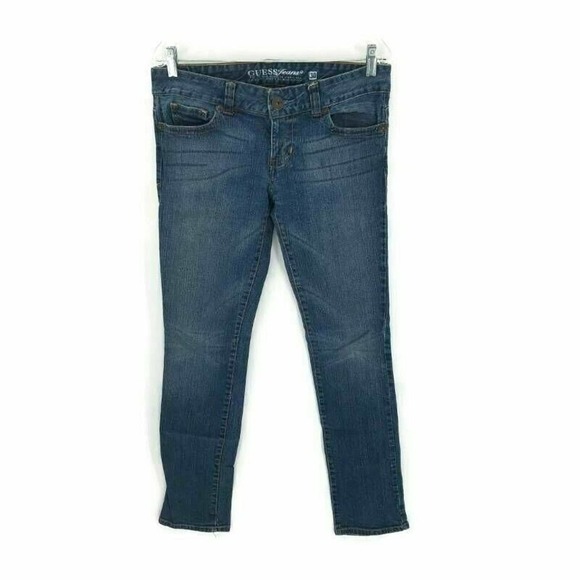 Guess Jeans Womens Daredevil Skinny Leg Denim Blue Whiskered Stretch Pockets 30R - Picture 2 of 9